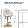 Set of 2 Beige Boucle Adjustable Swivel Bar Stools with Back - Joelle