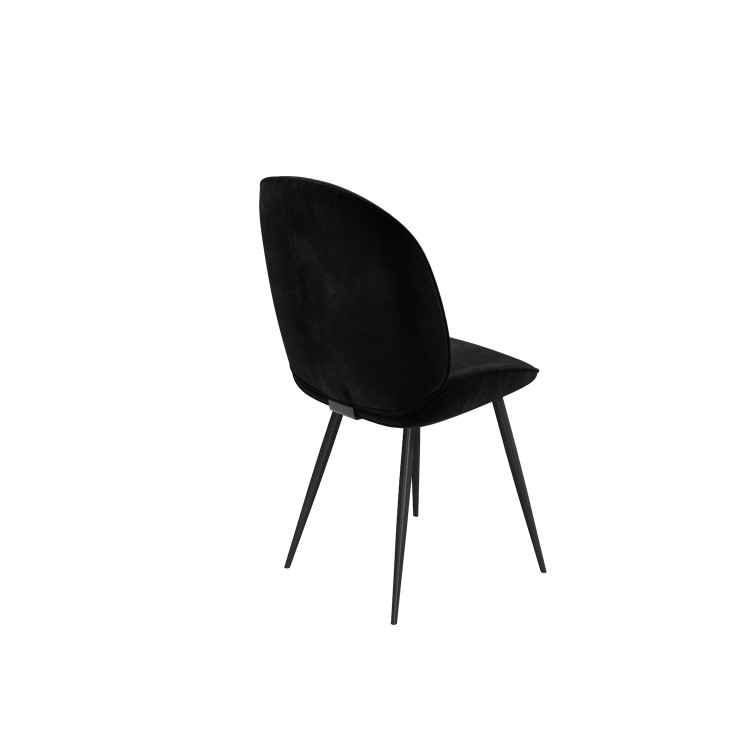 Set of 2 Black Velvet Dining Chairs with Black Legs - Jenna