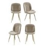 Set of 4 Mink Velvet Dining Chairs with Gold Legs- Jenna