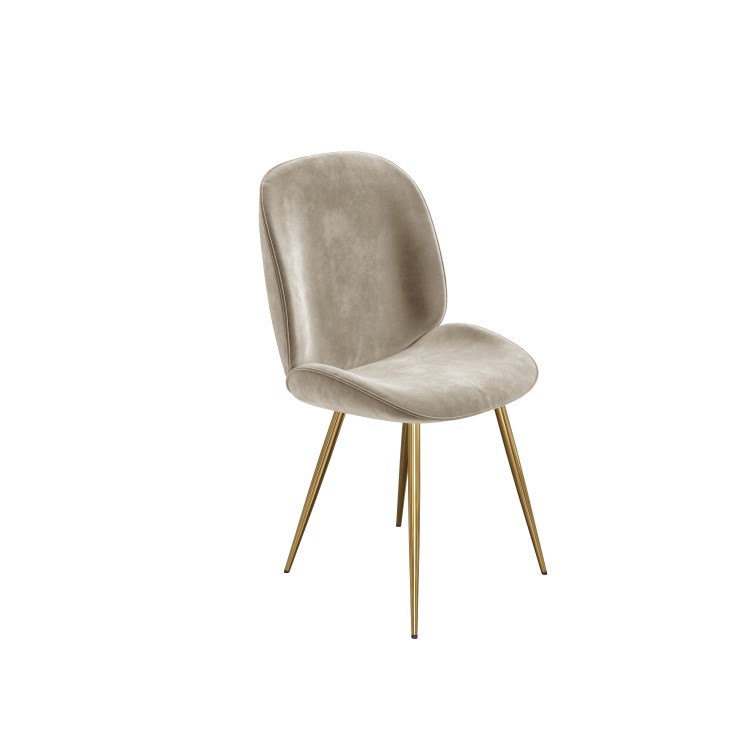 Set of 4 Mink Velvet Dining Chairs with Gold Legs- Jenna