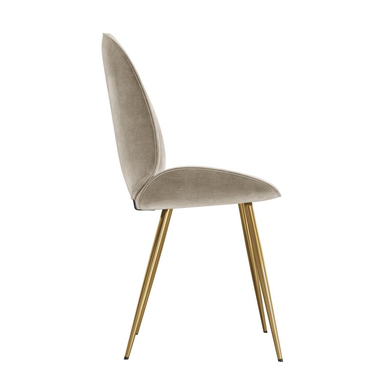 Set of 4 Mink Velvet Dining Chairs with Gold Legs- Jenna