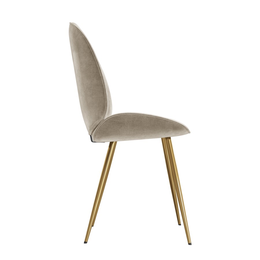 Set of 4 Mink Velvet Dining Chairs with Gold Legs- Jenna