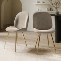 JNN004MGA Set of 2 Mink Velvet Dining Chairs with Gold Legs - Jenna