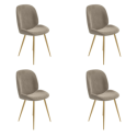 BUN/JNN004MGA/97746 Set of 4 Mink Velvet Dining Chairs with Gold Legs - Jenna