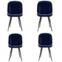 Set of 4 Navy Velvet Dining Chairs - Jenna