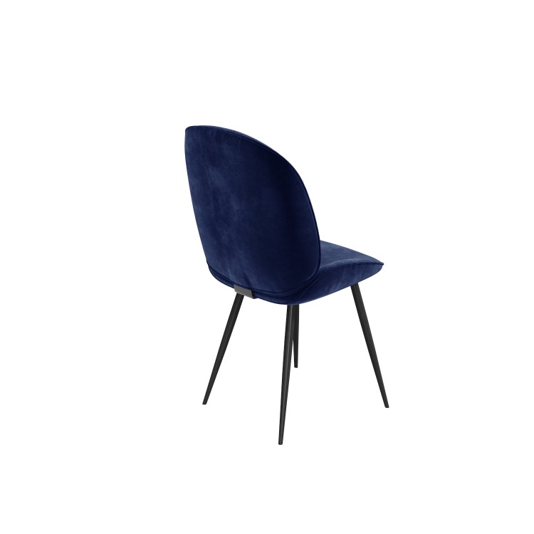 Set of 4 Navy Velvet Dining Chairs - Jenna