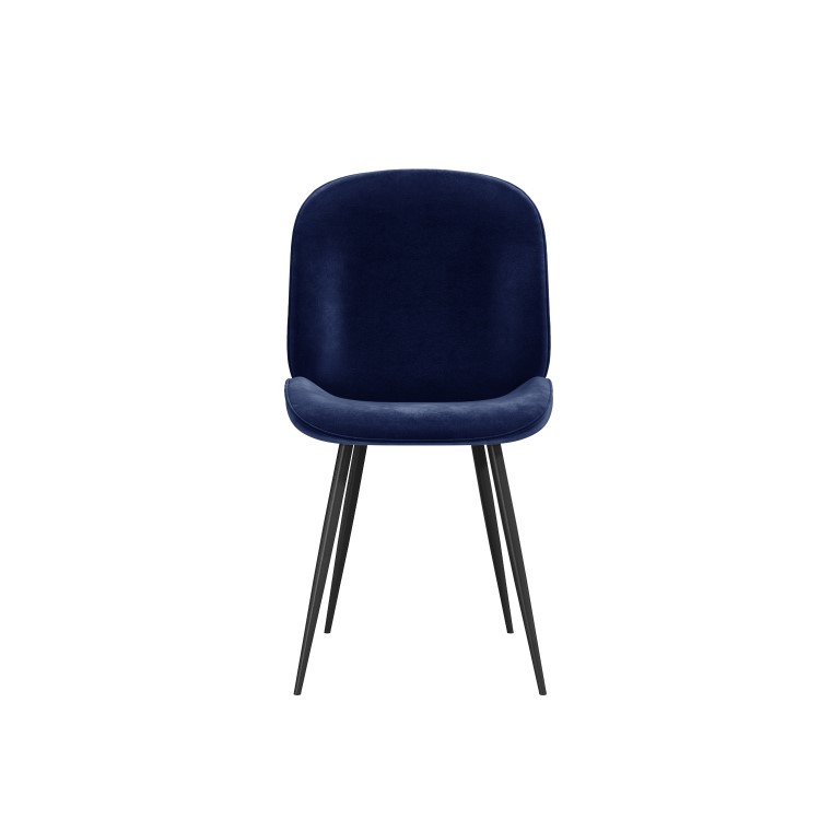 Set of 4 Navy Velvet Dining Chairs - Jenna