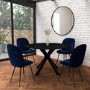 Set of 4 Navy Velvet Dining Chairs - Jenna