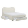 Cream Upholstered Double Bed Frame with Storage Drawers – Joanie
