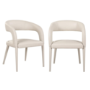 Set of 2 Beige Real Leather Dining Chairs - Josie