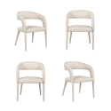 BUN/JSE001/96675 Set of 4 Beige Real Leather Dining Chairs - Josie