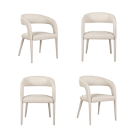 Set of 4 Beige Real Leather Dining Chairs - Josie