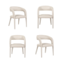 Set of 4 Beige Real Leather Dining Chairs - Josie