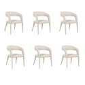 BUN/JSE001/96676 Set of 6 Beige Real Leather Dining Chairs - Josie