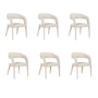 Set of 6 Beige Real Leather Dining Chairs - Josie