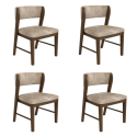 BUN/JUNE001/102913 Set of 4 Beige PU Curved Back Wooden Dining Chairs with Walnut Finish Legs - June