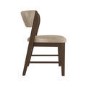 Set of 4 Beige PU Curved Back Wooden Dining Chairs with Walnut Finish Legs - June