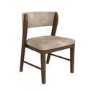 Set of 4 Beige PU Curved Back Wooden Dining Chairs with Walnut Finish Legs - June