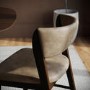 Set of 6 Beige PU Curved Back Wooden Dining Chairs with Walnut Finish Legs - June
