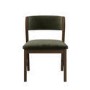 Set of 4 Green Velvet Curved Back Wooden Dining Chairs with Walnut Finish Legs - June