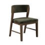 Set of 4 Green Velvet Curved Back Wooden Dining Chairs with Walnut Finish Legs - June