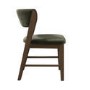 Set of 4 Green Velvet Curved Back Wooden Dining Chairs with Walnut Finish Legs - June