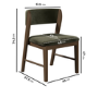 Set of 6 Green Velvet Curved Back Wooden Dining Chairs with Walnut Finish Legs - June
