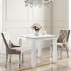 Jewel White High Gloss Dining Table with 2 Mink Velvet Dining Chairs