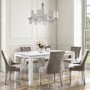 White Gloss Dining Table and 6 Mink Velvet Dining Chairs - Jewel