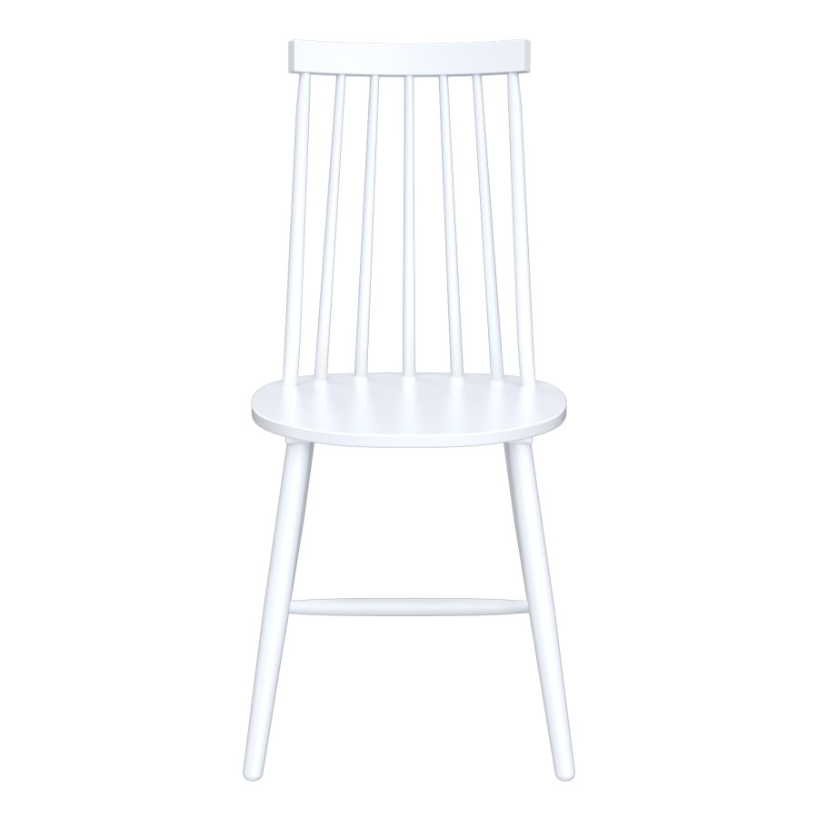 White Round Dining Table with 4 White Spindle Dining Chairs - Karie