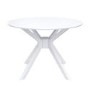 White Round Dining Table with 4 Mink Velvet Dining Chairs - Karie