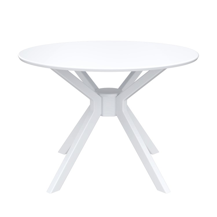 White Round Dining Table with 4 Mink Velvet Dining Chairs - Karie