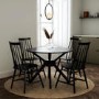 Round Black Dining Table Set with 4 Black Spindle Back Chairs - Seats 4 - Karie