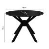 Black Round Dining Table with 4 Blue Fabric Dining Chairs - Karie