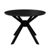 Black Round Dining Table with 4 Mustard Yellow Fabric Dining Chairs- Karie