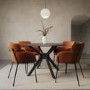 Small Round Black Dining Table Set with 4 Rust Velvet Chairs - Seats 4 - Karie