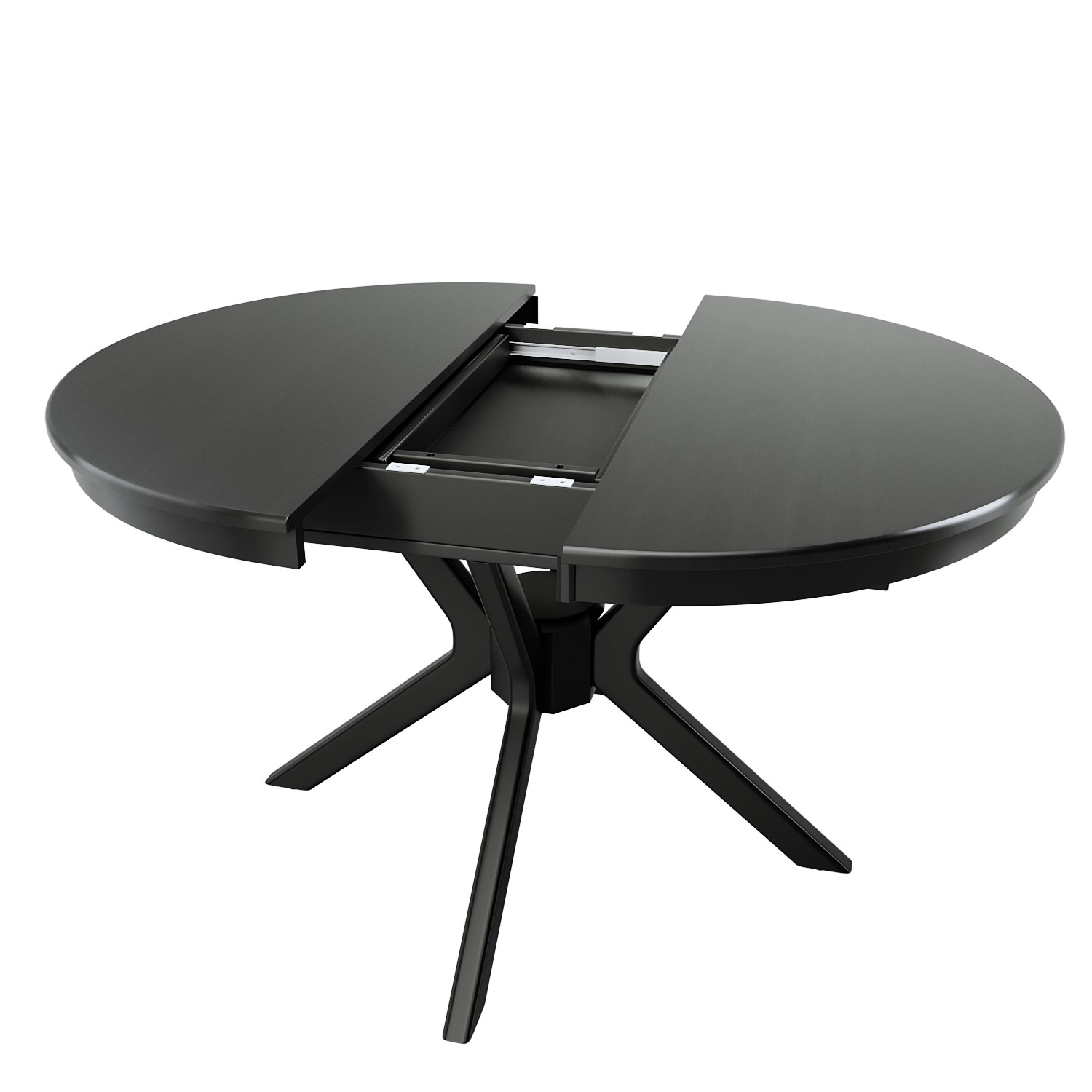 Small Extending Table Round Black Extendable Dining Table Set with 6 Black Spindle Back ...