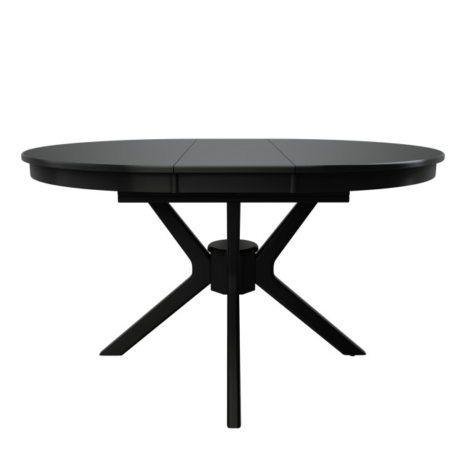 Round Black Extendable Dining Table Set with 6 Black Spindle Back Chairs - Seats 6 - Karie