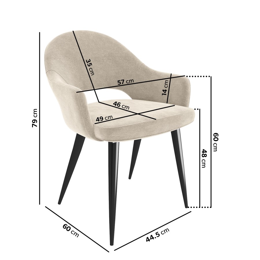 Large Round to Oval Black Extendable Dining Table Set with 6 Beige Upholstered Chairs - Seats 6 - Karie