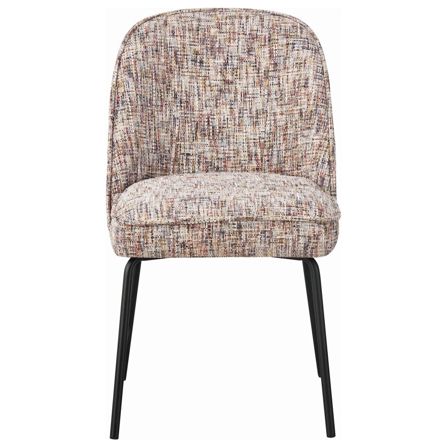 Set of 2 Multi Coloured Upholstered Curved Dining Chairs - Celia