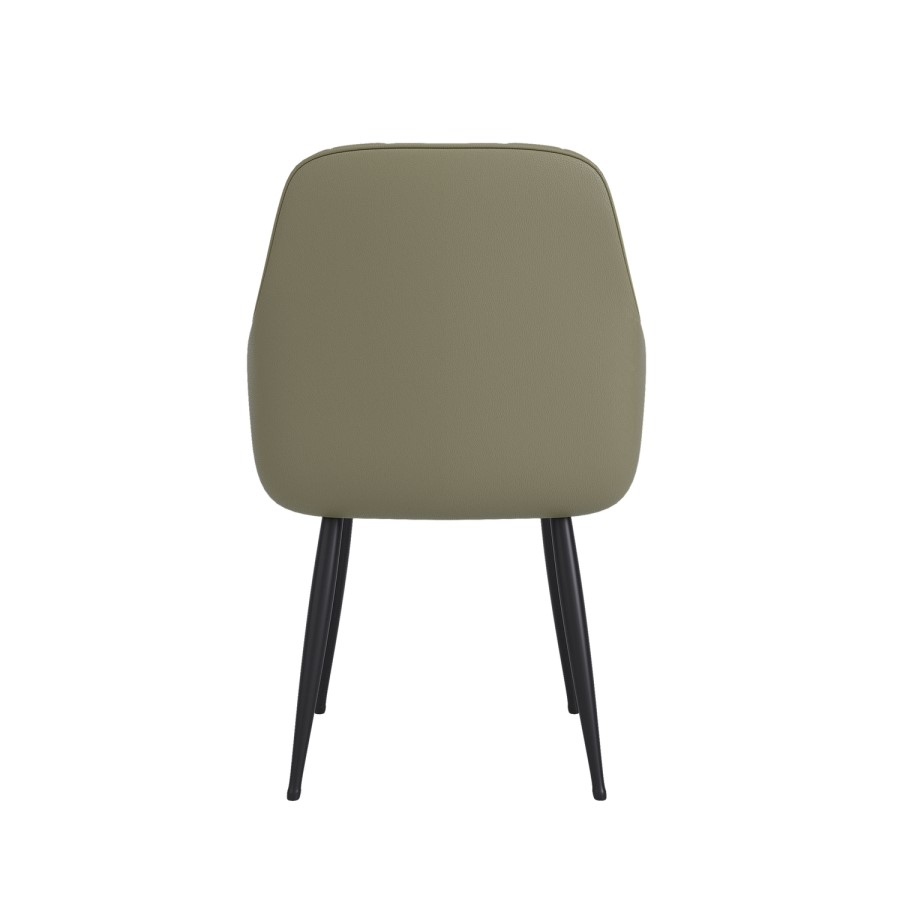 Round to Oval Black Extendable Dining Table Set with 4 Sage Green Faux Leather Chairs - Seats 4 - Kaire