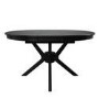 Round to Oval Black Extendable Dining Table Set with 4 Beige Upholstered Chairs - Seats 4 - Karie