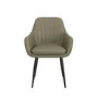 Round to Oval Black Extendable Dining Table Set with 4 Sage Green Faux Leather Chairs - Seats 4 - Kaire