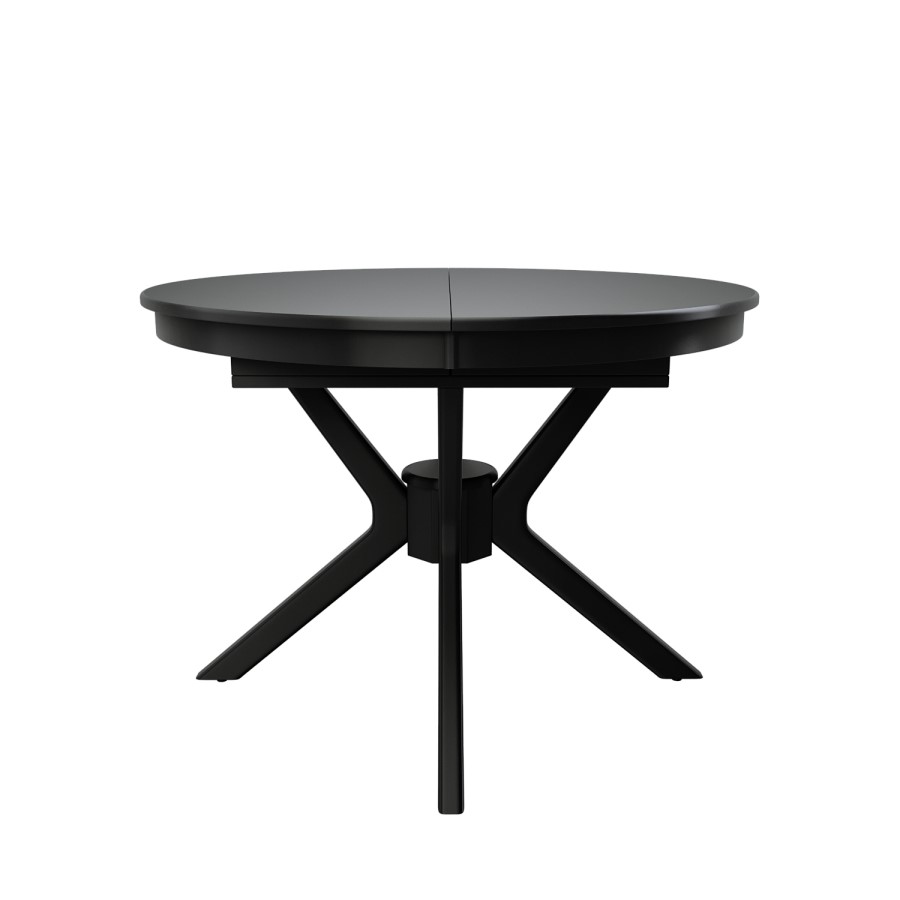 Round to Oval Black Extendable Dining Table Set with 6 Sage Green Faux Leather Chairs - Seats 6 - Karie