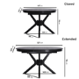 Large Black Wooden Extendable Round to Oval Dining Table - Seats 4 - 6 - Karie