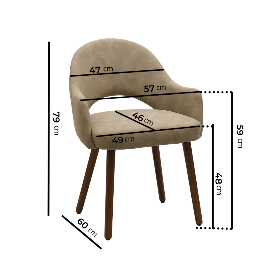 Round to Oval Walnut Extendable Dining Table Set with 4 Beige Faux Leather Chairs - Seats 4 - Karie