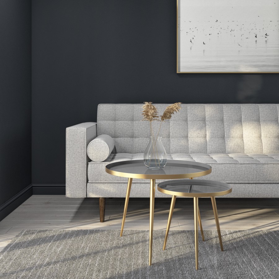 Round Nest of Tables in Gold & Grey - Kaisa