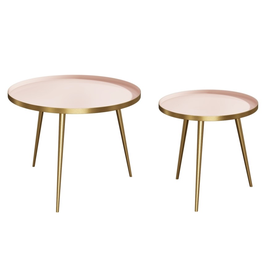 Round Nest of Tables in Gold & Pink - Kaisa