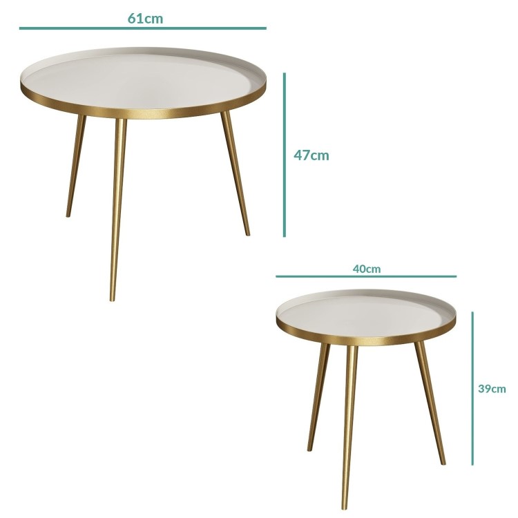 Round Side Tables -2- in Gold & Taupe - Kaisa