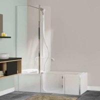 Walk In Shower Bath Right Hand with Bath Screen & Bath Seat 1700 x 750mm - Kineduo